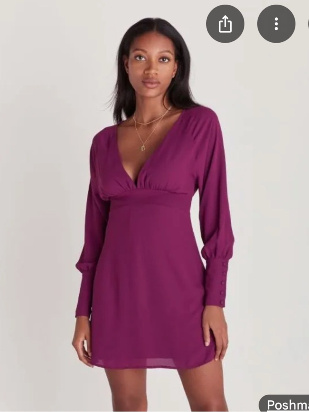 Shades of Rose NWT Plum Long-Sleeve V-Neck Mini Dress Size Small